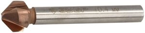 Зенкер ЗУБР "ЭКСПЕРТ" конусный с 3-я реж. кром с Co покрыт. d 12,4х56 мм, цилиндр хвост. d 8мм, для раззенк. М6