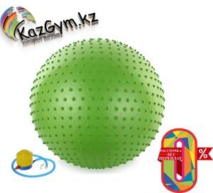 Фитбол, мяч для фитнеса массажный с насосом,d=75см) FBm75-green