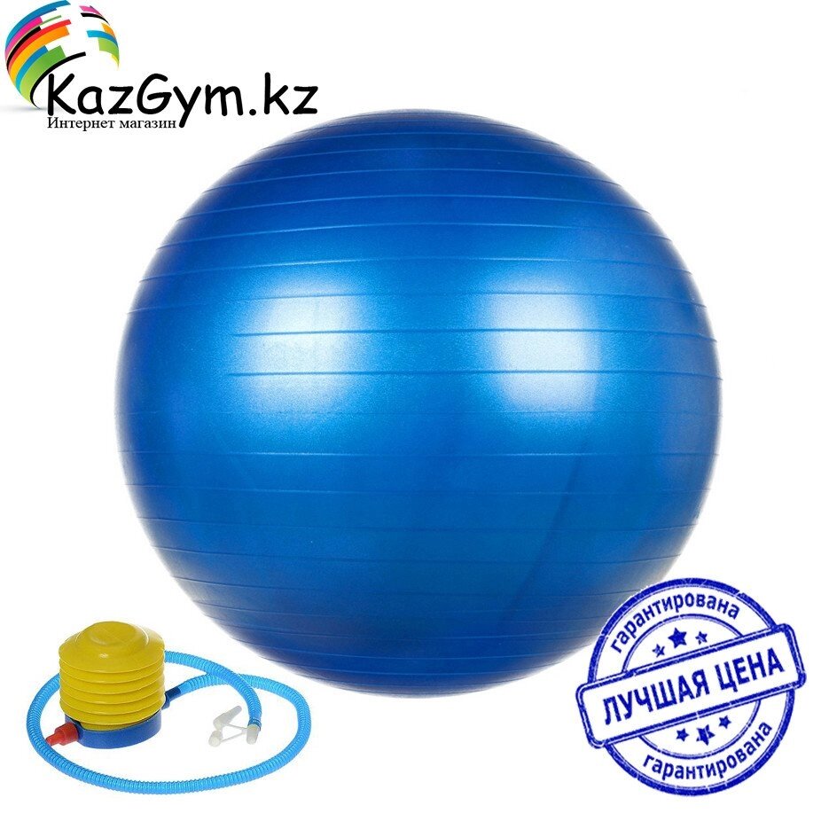 Фитбол, мяч для фитнеса с насосом (d=65см) FB65-blue от компании KazGym - фото 1