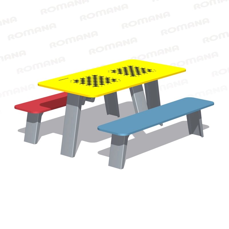 Стол со скамьями детский с рисунком «Шахматы» от компании ТОО "Импортёр-KZ" - фото 1