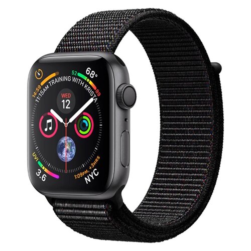 Смарт-часы Apple Watch Series 4, 44mm Space Grey Aluminium Case with Black Sport Loop, MU6E2)