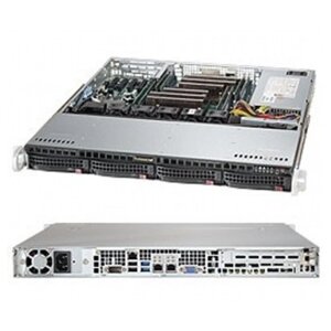 Корпус Supermicro 1.1U Chassis for motherboard support size 12 x 10, 9.6 x 9.6, 4 x 3.5 hot-swap drive bay with SES2