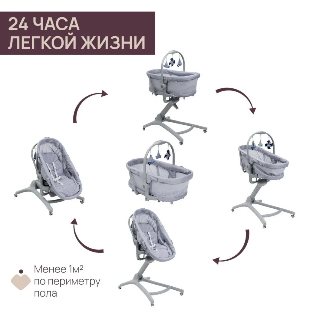 Chicco: Кроватка-стульчик Baby Hug Pro 5-в-1 Earl Grey от компании МИР ДОМА - фото 1