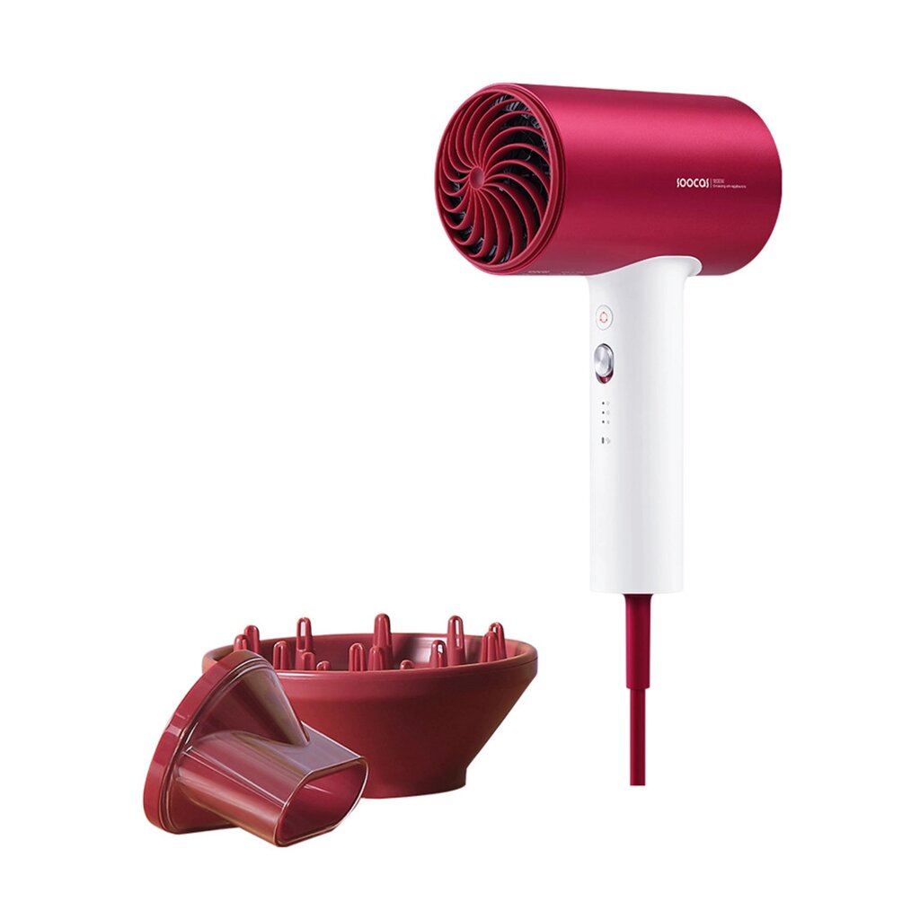 Фен для волос Soocas H5 Hair Dryer с диффузором, красный от компании МИР ДОМА - фото 1