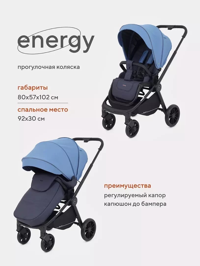 Коляска прогулочная RANT basic "ENERGY" (Blue) RA096 от компании МИР ДОМА - фото 1