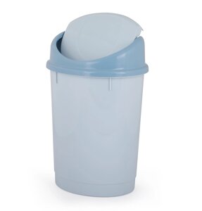 Контейнер д/мусора 12,0л овал., голуб. мрамор (Альтернатива пласт, Россия)