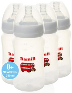 Набор из 4-х противоколиковых бутылочек 240MLX4 (240 мл. x4, 0+Ramili Baby, Великобритания)
