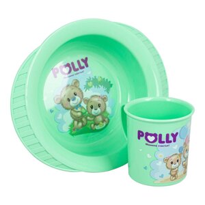 Набор посуды детской 2пр "Polly"кружка 0,2л/тарелка на присосе), Полимербыт