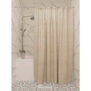 Штора для ванной Лён (бежевая) 1,8*2,0, Аквалиния