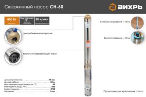 Скважинный насос ВИХРЬ СН-60