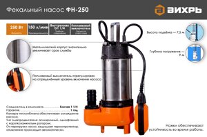 Фекальный насос ВИХРЬ ФН-250