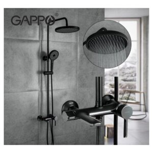 Душевая стойка GAPPO G2403-6 со смесителем черный/хром