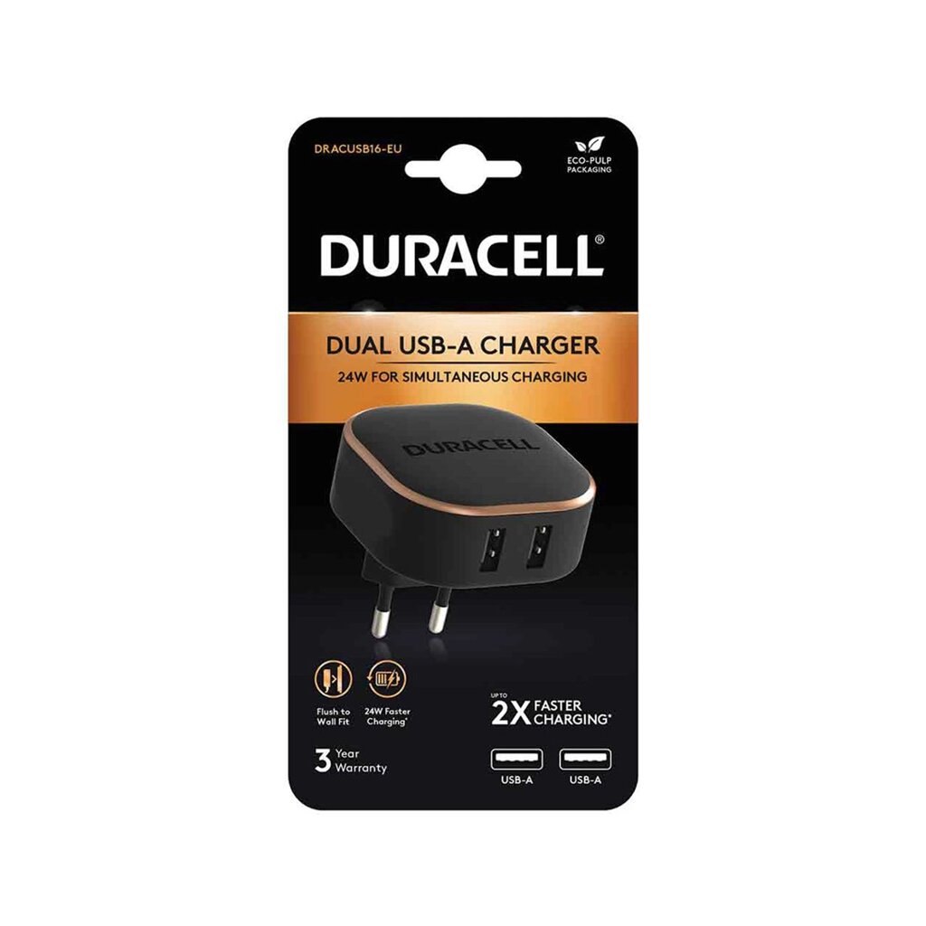 Универсальное зарядное устройство Duracell DRACUSB16-EU 24W 2хUSB-A от компании МИР ДОМА - фото 1