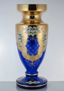Ваза 40см синяя Panenka (JN Glass, Чехия)