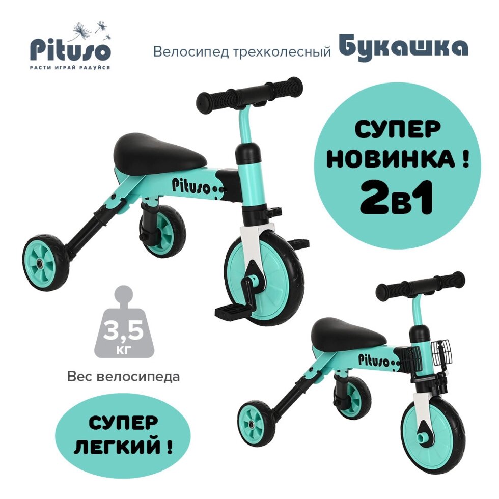 Велосипед 2в1 "Букашка" Green/Зеленый (Pituso, Россия-Испания) от компании МИР ДОМА - фото 1