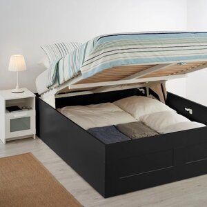 Кровать с подъемным механизмом БРИМНЭС черный 140x200 см ИКЕА, IKEA