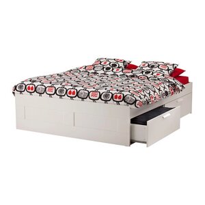 Кровать с ящиками бримнэс белый 160х200 лурой икеа, IKEA