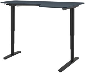 Углов письм стол БЕКАНТ прав/трансформер черный/синий 160x110 см ИКЕА, IKEA