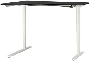 Углов письм стол лев/трансф БЕКАНТ ясеневый шпон/черная морилка160x110 см ИКЕА, IKEA