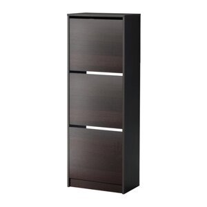 Шкаф для обуви 3 отделения БИССА черно-коричневый ИКЕА, IKEA