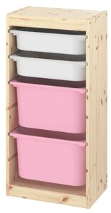 Стеллаж для игрушек ТРУФАСТ розовый/белый 44x30x91 см ИКЕА, IKEA
