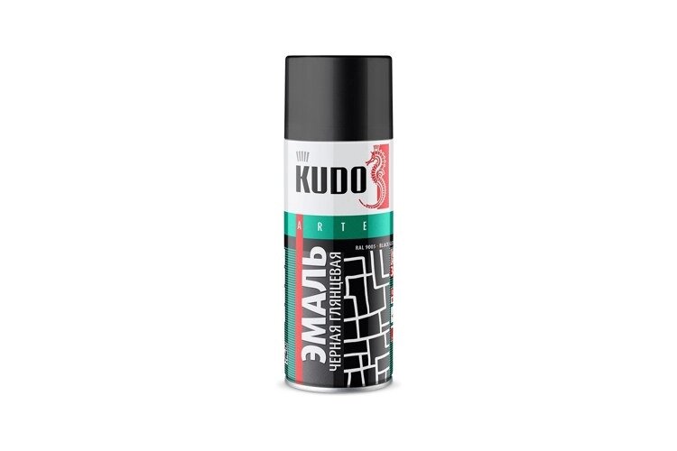 Эмаль универсальная KUDO KU1002 520мл. (черная глянцевая) от компании Vita-Avto - фото 1
