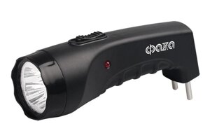 Фонарь аккумуляторный ручной AccuF2-L04-bk 4LED 2 режима: 100проц. 25проц. аккум. 0.4А. ч выдвижная вилка индикатор