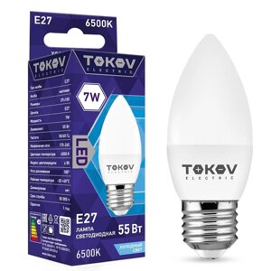 Лампа светодиодная 7вт с37 6500к е27 176-264в TOKOV electric TKE-C37-E27-7-6.5K