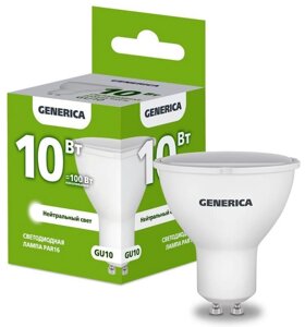 Лампа светодиодная PAR16 10вт софит 4000к GU10 230в generica LL-PAR16-10-230-40-GU10-G