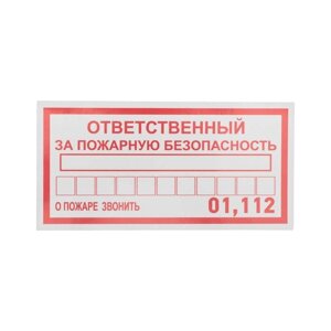 Наклейка информационный знак «Ответственный за пожарную безопасность» 100х200мм Rexant 56-0012