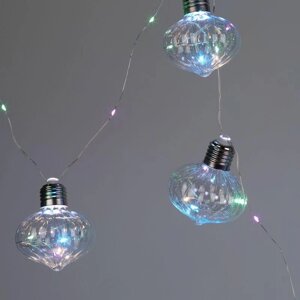 Гирлянда светодиодная «Лампочки» 1.8м 80 microLED мультиколор 10 колб 7х7см IP20 3хAA (не в компл.) Эра Б0051879