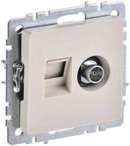 Розетка компьютерная + телевизионная 2-м Brite РТВ/РК12-БрКр RJ45 кат. 5E + TV беж. IEK BR-AK20-1-K10