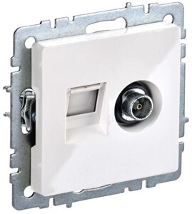 Розетка компьютерная + телевизионная 2-м Brite РТВ/РК12-БрБ RJ45 кат. 5E + TV бел. IEK BR-AK20-1-K01