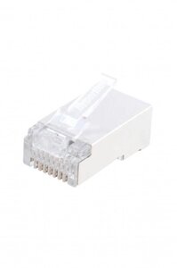 Разъем RJ45 (8P8C) под витую пару кат. 5E экранир. PLUG-8P8C-U-C5-SH-100 универс. (для ож и мж кабеля) (уп. 100шт)