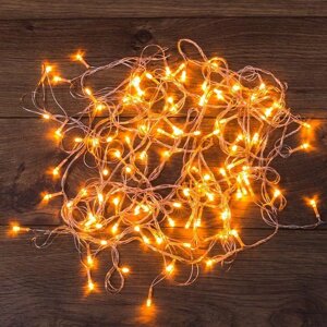 Гирлянда светодиодная универсальная 10м 100LED тепл. бел. 4Вт IP20 с контроллером 8 режимов провод ПВХ прозр.