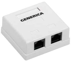 Розетка компьютерная 2-м ОП RJ45 кат. 5E UTP GENERICA CS2-1C5EU-22-G