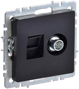 Розетка компьютерная + телевизионная 2-м Brite РТВ/РК12-БрЧ RJ45 кат. 5E + TV черн. IEK BR-AK20-1-K02