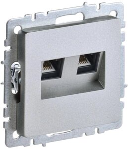 Розетка компьютерная двойная СП RJ45 кат. 5E BRITE РК10-2-БрА алюм. IEK BR-K20-1-K47