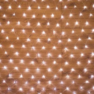 Гирлянда светодиодная «Сеть» 1.5х1.5м 150LED бел. 12Вт 220В IP20 с контроллером 8 режимов провод ПВХ прозр. Neon-Night
