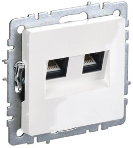 Розетка компьютерная двойная СП RJ45 кат. 5E BRITE РК10-2-БрБ бел. IEK BR-K20-1-K01
