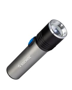 Фонарь аккумуляторный ручной LED 3Вт линза зум аккум. Li-ion 18650 1.2А. ч USB-шнур анодир. алюм. КОСМОС KOS111Lit