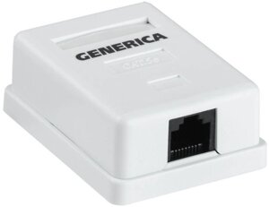Розетка компьютерная 1-м ОП RJ45 кат. 5E UTP GENERICA CS2-1C5EU-12-G