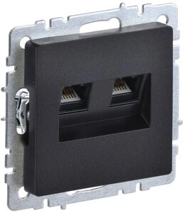 Розетка компьютерная двойная СП RJ45 кат. 5E BRITE РК10-2-БрЧ черн. IEK BR-K20-1-K02