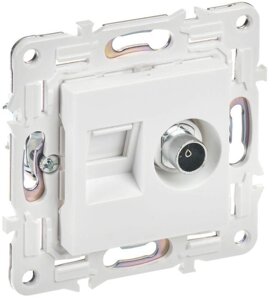 Розетка двойная TV+RJ45 кат. 5E SKANDY SK-A14W арктич. бел. IEK SK-AK20-1-K01