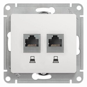 Розетка компьютерная 2-м Glossa RJ45 кат. 5E механизм бел. SE GSL000185KK