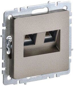 Розетка компьютерная двойная СП RJ45 кат. 5E BRITE РК10-2-БрШ шампань IEK BR-K20-1-K37