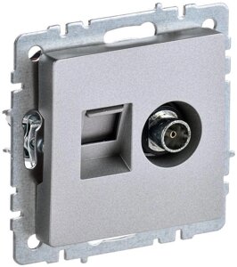 Розетка компьютерная + телевизионная 2-м Brite РТВ/РК12-БрА RJ45 кат. 5E + TV алюм. IEK BR-AK20-1-K47