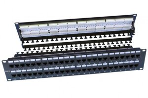 Патч-панель PP3-19-48-8P8C-C6-110D 19дюйм 2U 48 портов RJ45 кат. 6 Dual IDC ROHS черн. (задн. каб. организат. в компл.)