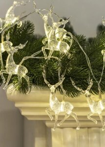 Гирлянда светодиодная «Олени» большие 7х4х1см 10LED тепл. бел. акрил прозрачный КОСМОС KOC_GIR-B115