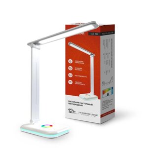 Светильник настольный светодиодный ССО 20Б 12Вт 6500К 640лм RGB-подсветка сенсор-диммер с адаптером бел. IN HOME